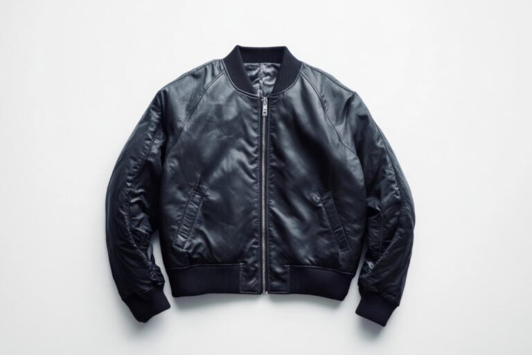 Chaqueta de cuero negra para hombre. Con cremallera y bolsillos